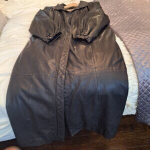 black  leather long  coat